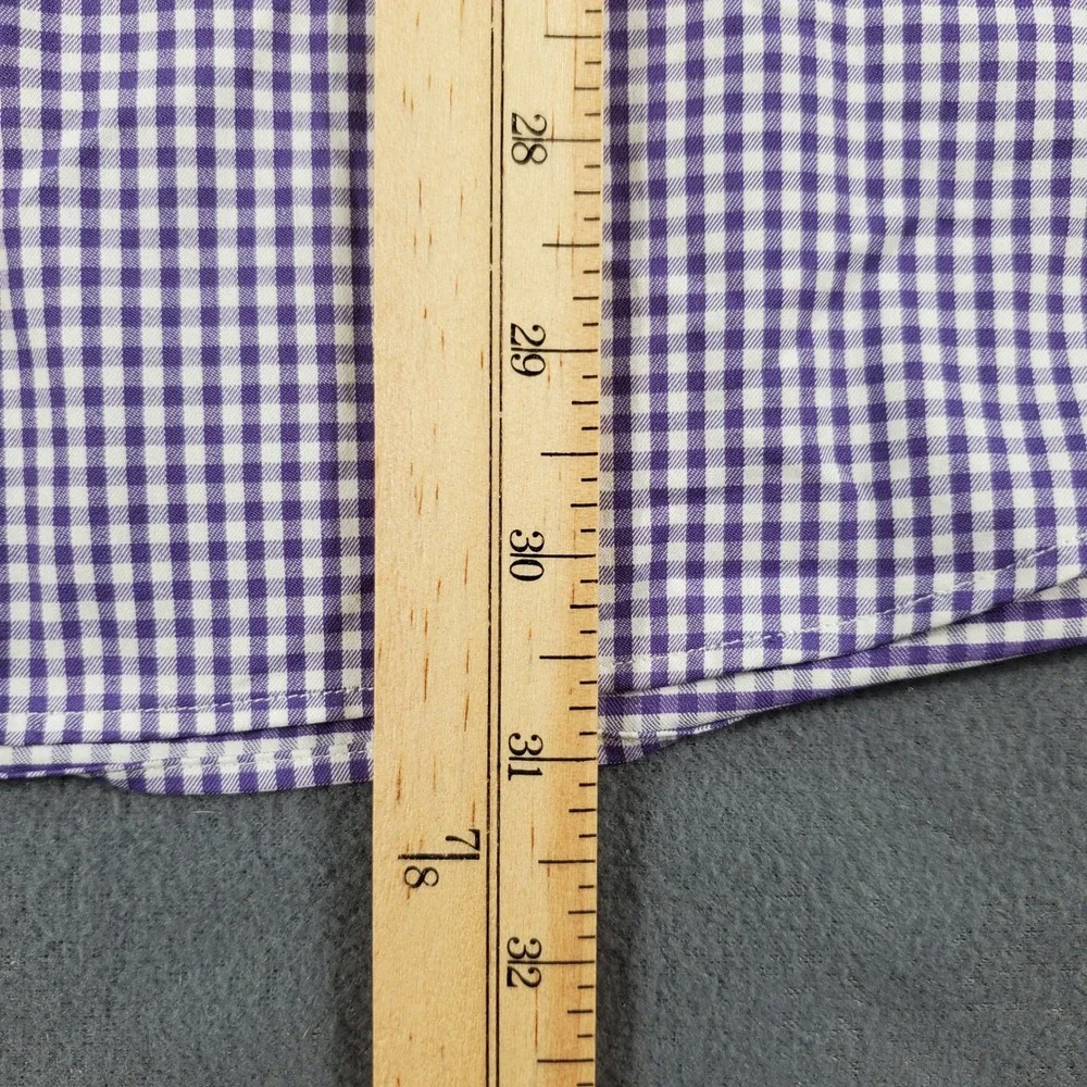 Polo Ralph Lauren Mens Large Classic Fit Gingham Performance Shirt Purple White